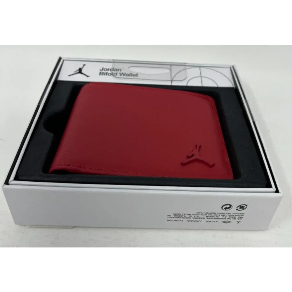 Nike Jordan Jumpman Ingot Bifold Wallet Gym Red Leather MA0819-R78 Mens New